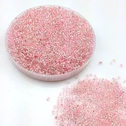 Lot 16g 1000pcs 2mm 12/0 Light Pink Silver Lined Round Loose Spacer Beads Cezch Glass Seed Beads Jewelry Making DIY Garment Bead