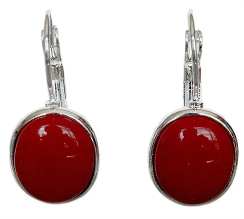 hot sell new - noble lady's handmade 925 Silver red coral Leverback Earrings 1 1/10