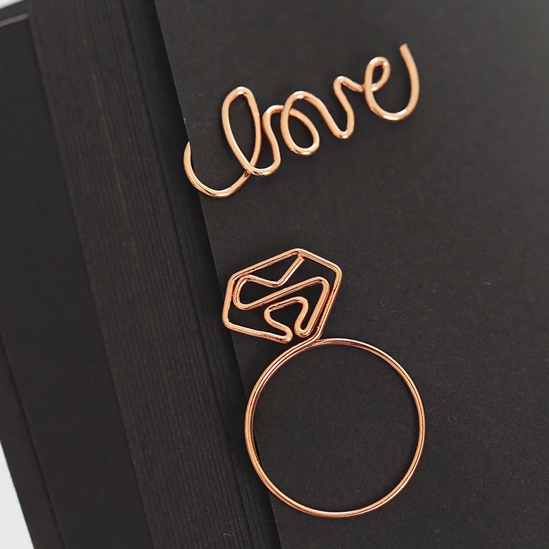 ROWBOE cute stationery metal rose gold creative bookmark paper clip office / student simple diy kawaii bookmark