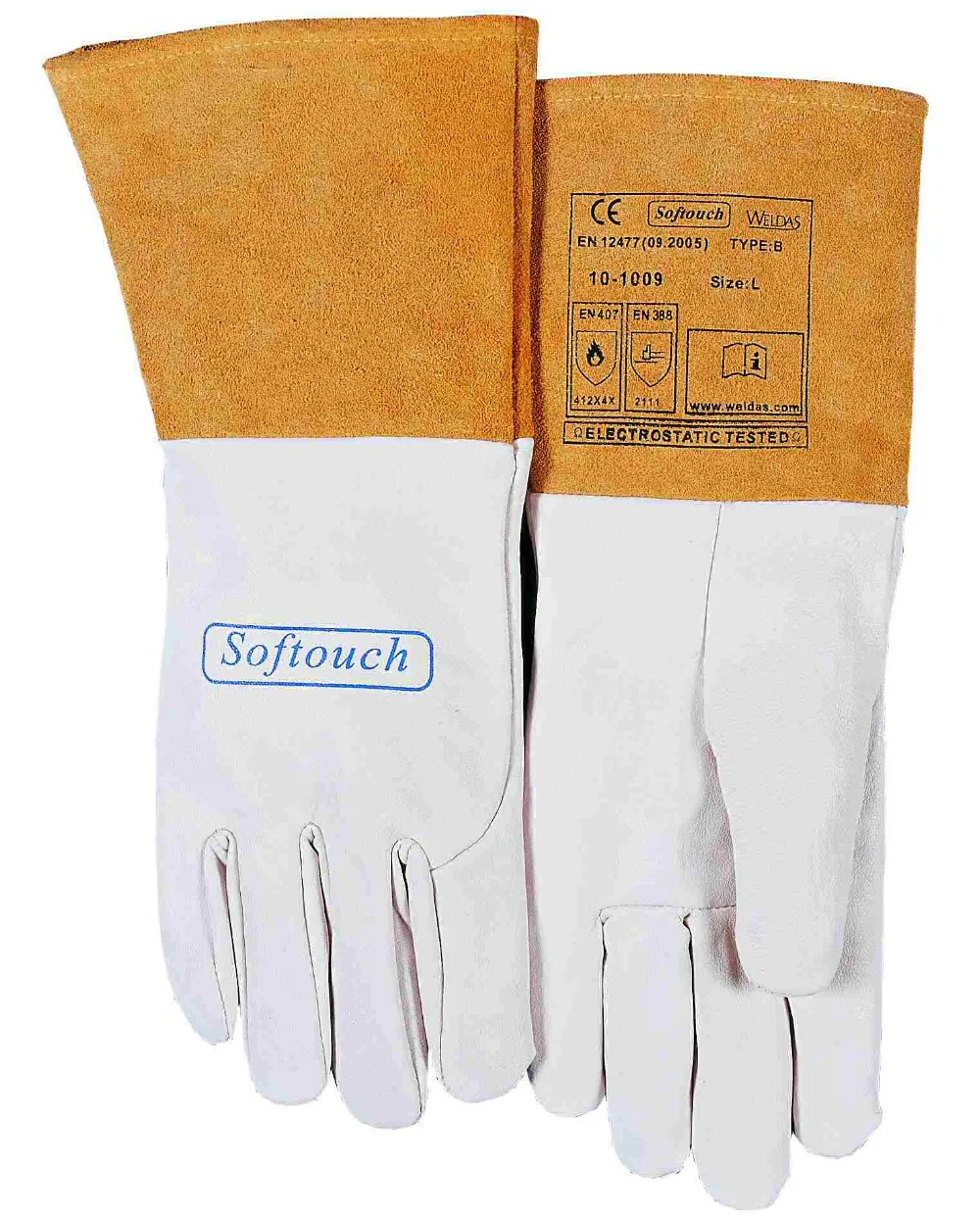 Imagem -03 - Luvas de Trabalho de Soldagem de Couro Soldador Tig Macio Sensível 34 Cm13 Goatskin Arco Couro Cuff ce Alta Qualidade