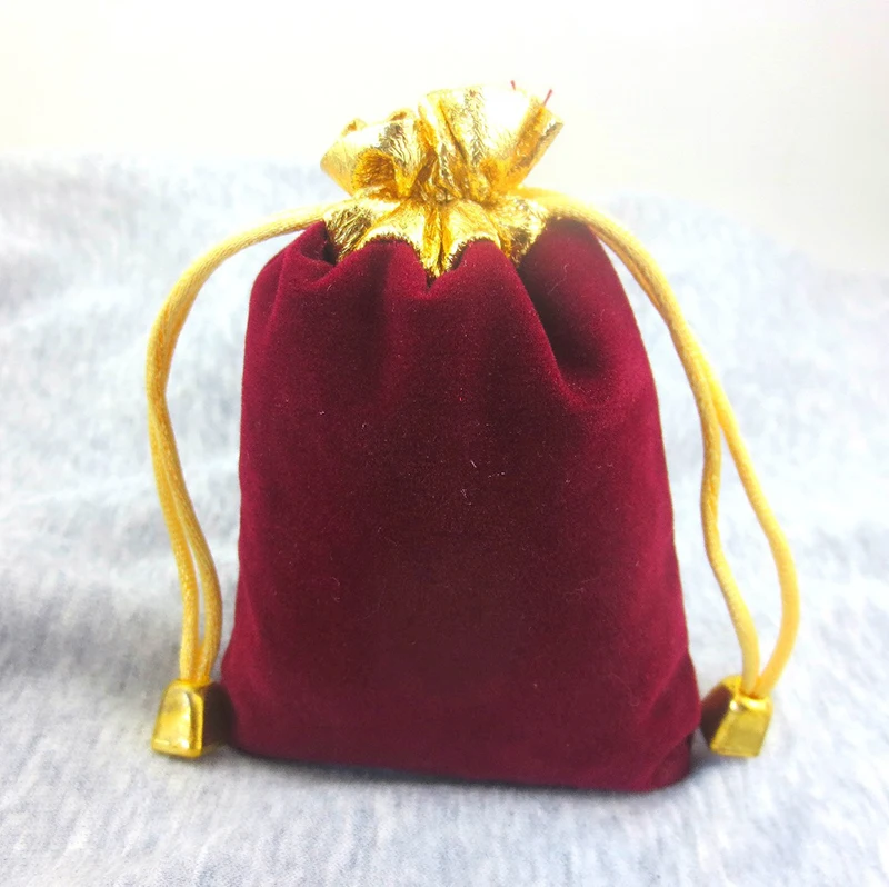 

7*9cm 30pcs Phnom Penh Wine Red Jewelry Velvet Bags For Packing Gift Handmade Diy Women Jewellery Pouches Flannel Bag Drawstring