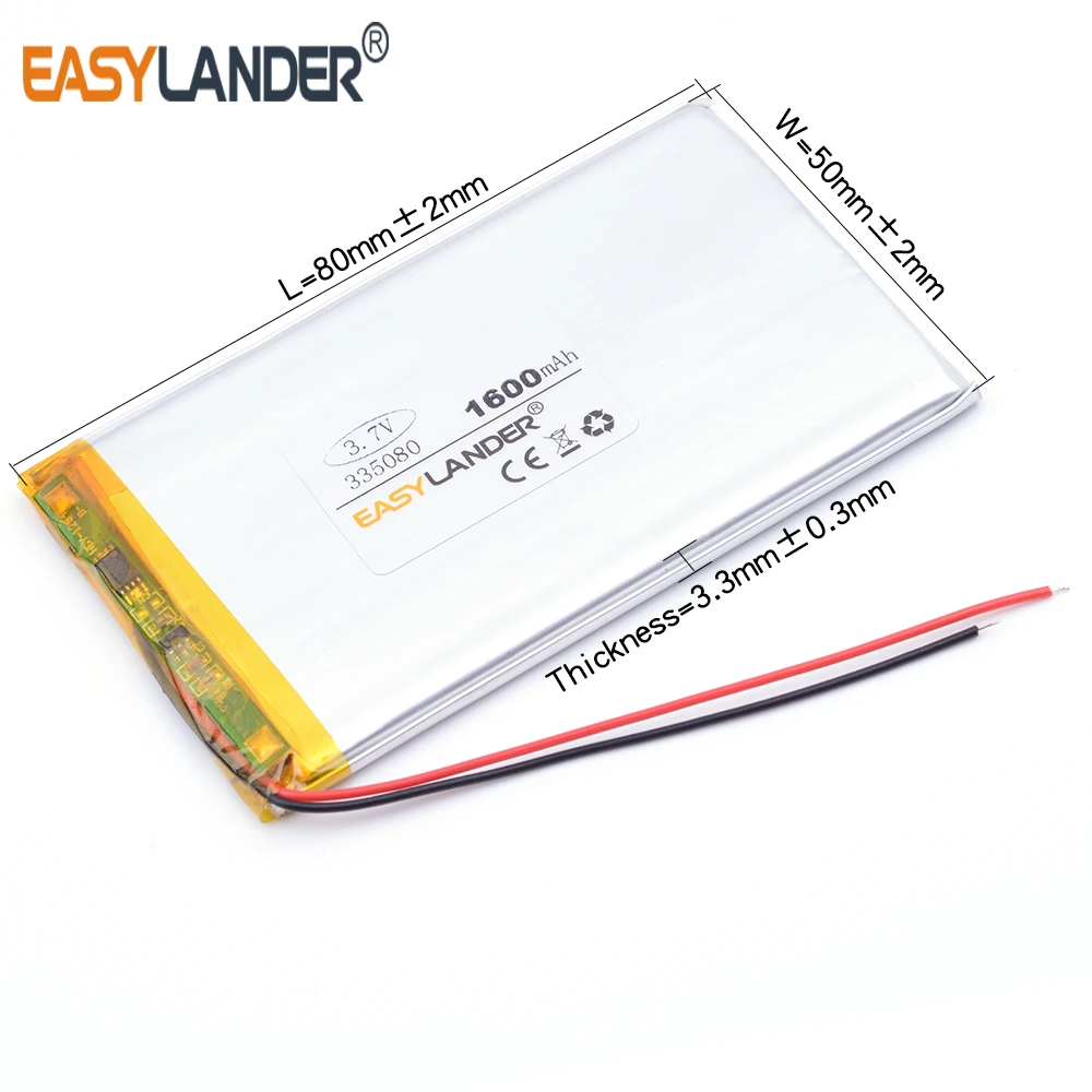 335080   3,7 V 1600 mAh wiederaufladbarer Lithium-Li-Ionen-Li-Polymer-Akku für Tablet PC Power Bank mobiler DIY-Lautsprecher