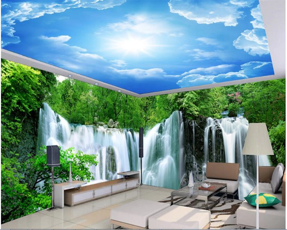 

beibehang Large fashion wallpaper Beautiful waterfall landscape scenery theme background living room decoration painting behang