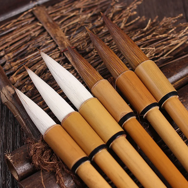 

Chinese Calligraphy Brush Set Weasel Hair Painting Brush Multiple Woolen Hairs Large Regular Script Brush Pen Bamboo Handwriting