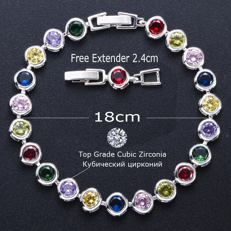 ThreeGraces Classic Silver Color Round Purple Cubic Zirconia Crystal Women Friendship Tennis Bracelets for Dancing Party BR108