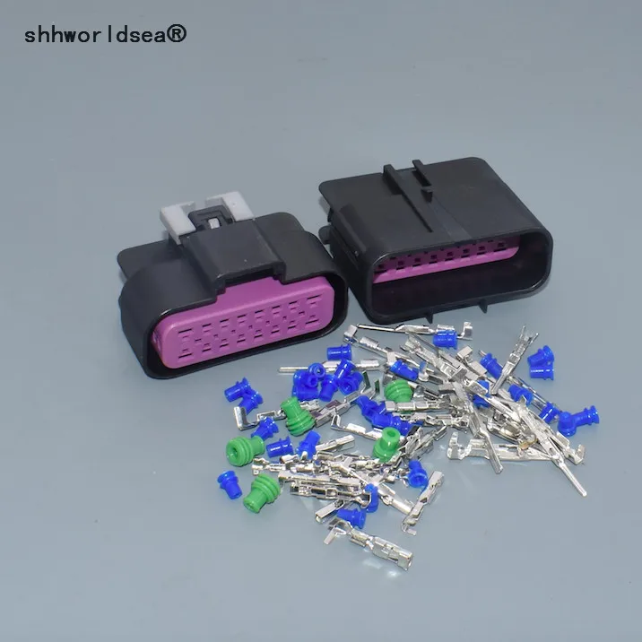 shhworldsea 16 Way 1.5mm 2.8mm Black Sealed Male and Female Connector Assembly, Max Current 15A 15326085/15326084