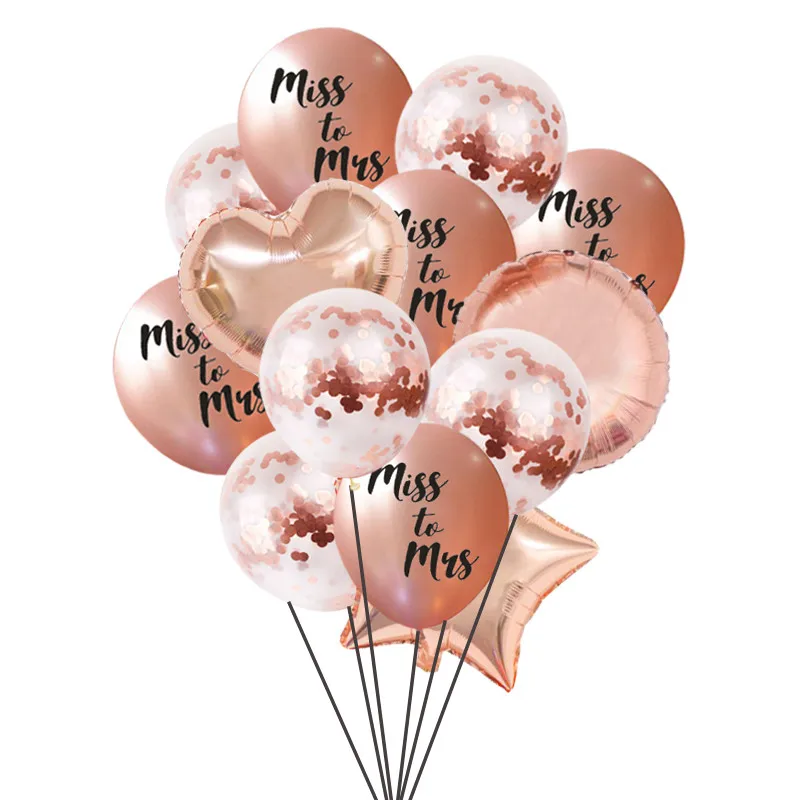 Chicinlife 1set rose gold Goodbye Miss Hello Mrs Balloon Hen Party Wedding Mr To Mrs Bachelorette Party Balloons Party Decor