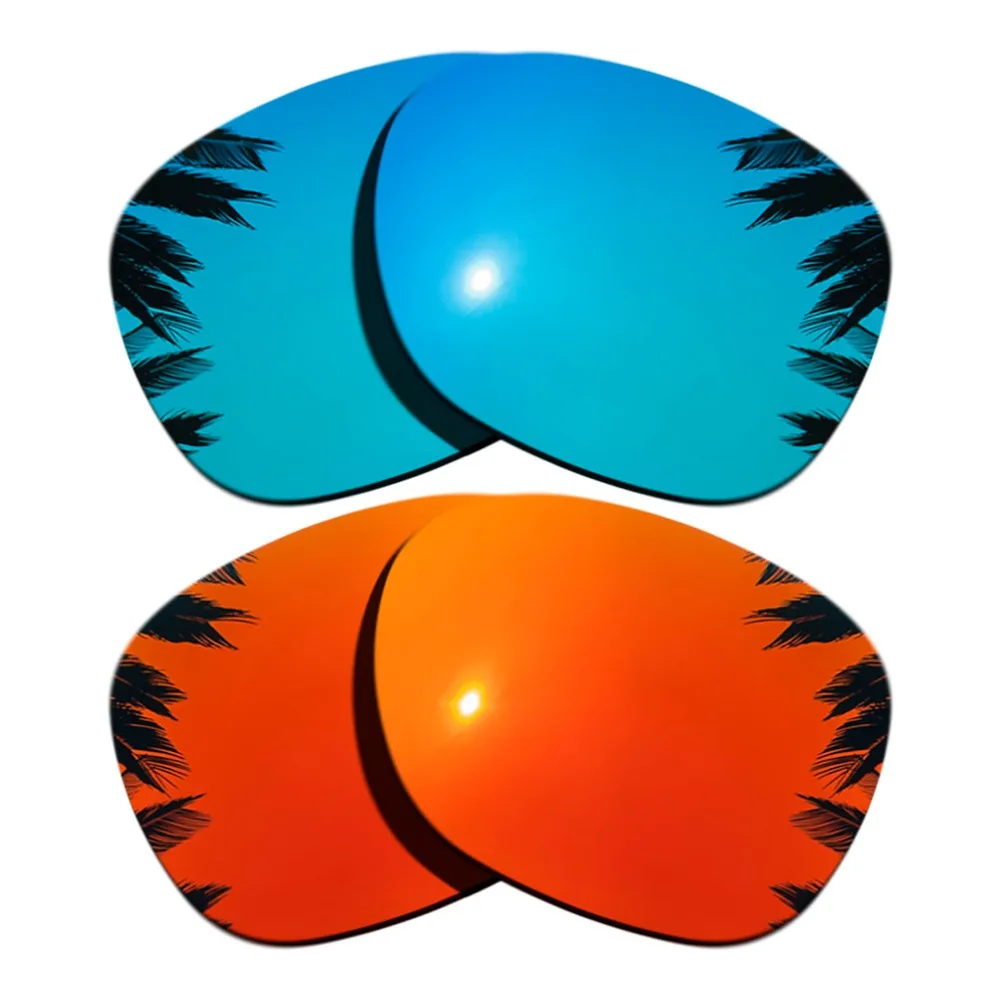 

(Ice Blue Mirrored+Orange Red Mirrored Coating) 2-Pairs Polarized Replacement Lenses for Garage Rock 100% UVA & UVB Protection