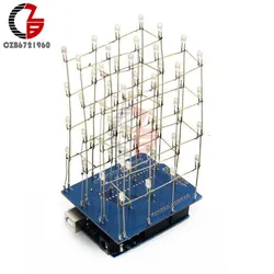 4 x4x4 blu verde giallo rosso LED Light Cube Kit 3D LED Kit fai da te Suite elettronica per Arduino Smart Electronics LED Cube