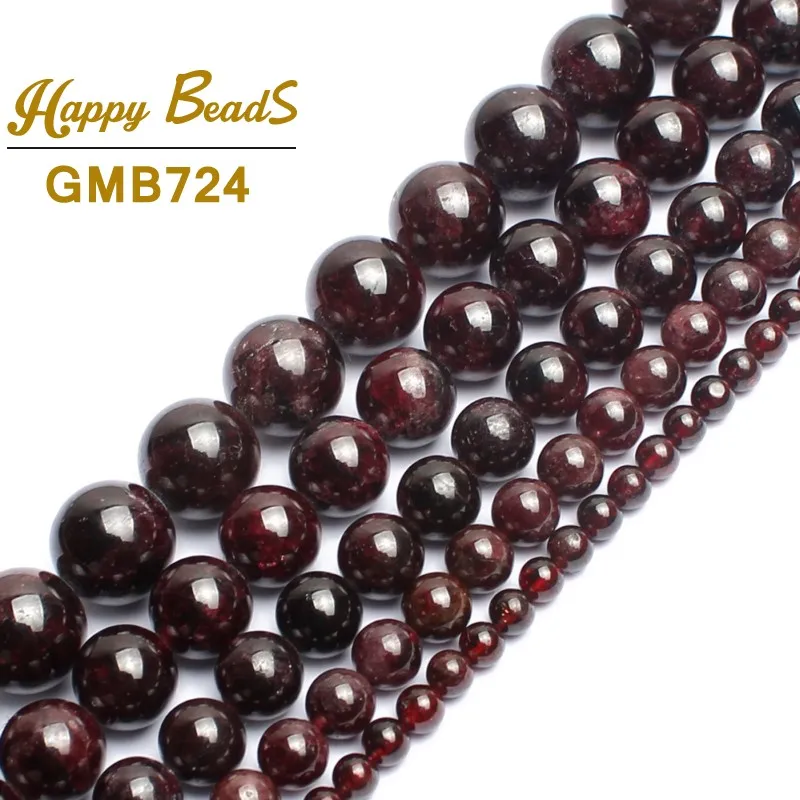 Natural Gem Dark Red Garnet Round Loose Spacer Beads For Jewelry Making 15.5inches 4,6,8,10,12mm Pick Size DIY Bracelet Necklace