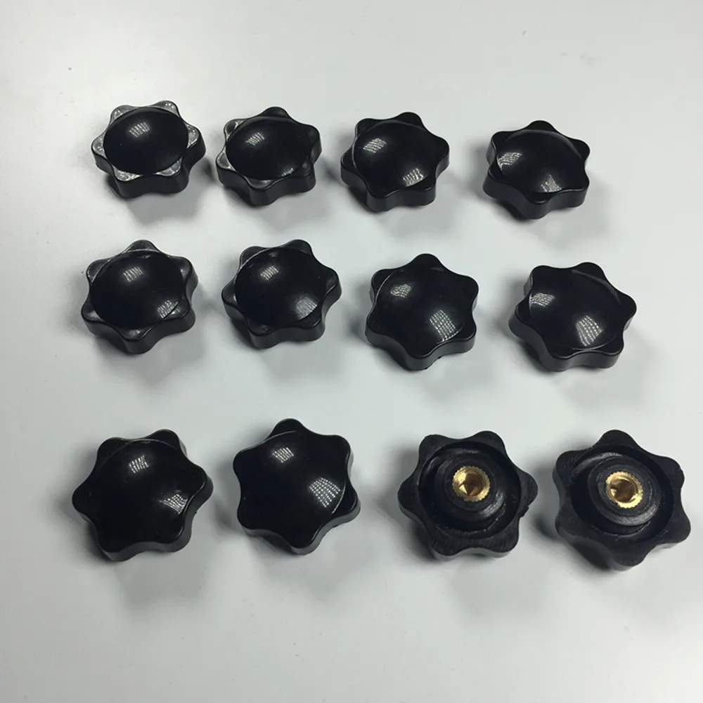 12 pcs Nero di Plastica 32 millimetri Diametro della Testa 6 A Star di Serraggio Manopole M6