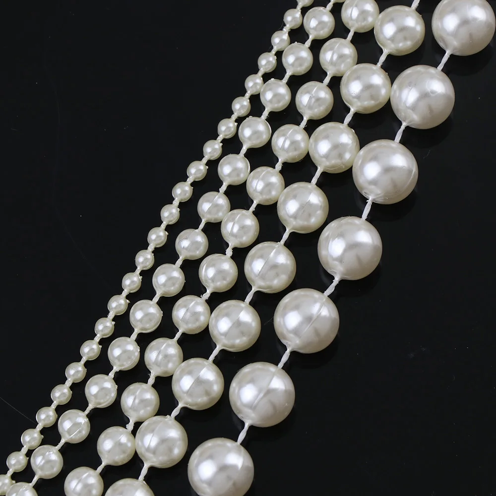 1-5 Meters 3-10mm Fishing Line Artificial Imitation Pearl Round Beads Chain For Wedding Bridal Bouquet Flower Decoration