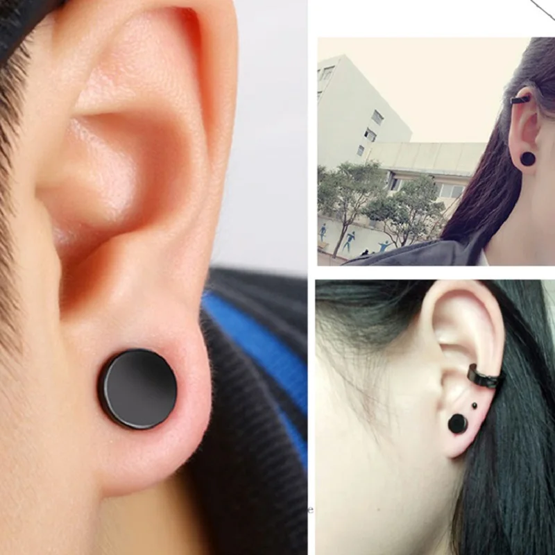 1piece 6/8/10/12 mm New Popular Magnetic Health Magnet Earring For Men Women And Kids Punk Ear Stud Non Piercing Earrings