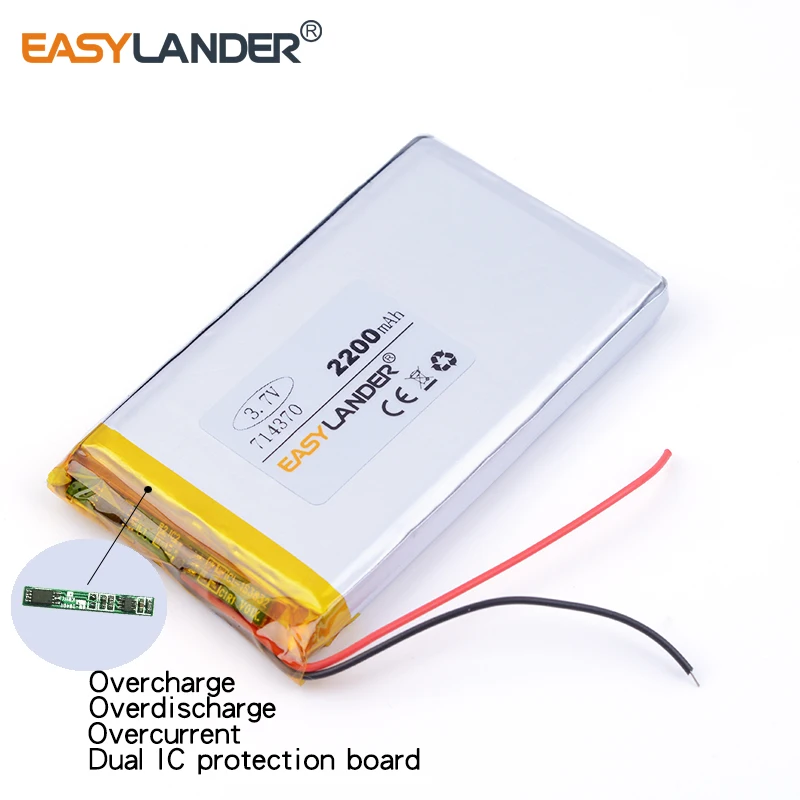 3 cái/lốc 714370 2200mAh 3.7V lithium Lý ion polymer pin sạc Cho Máy Tính Bảng PDA Điện Ngân Hàng MP5 loa Sách Điện Tử