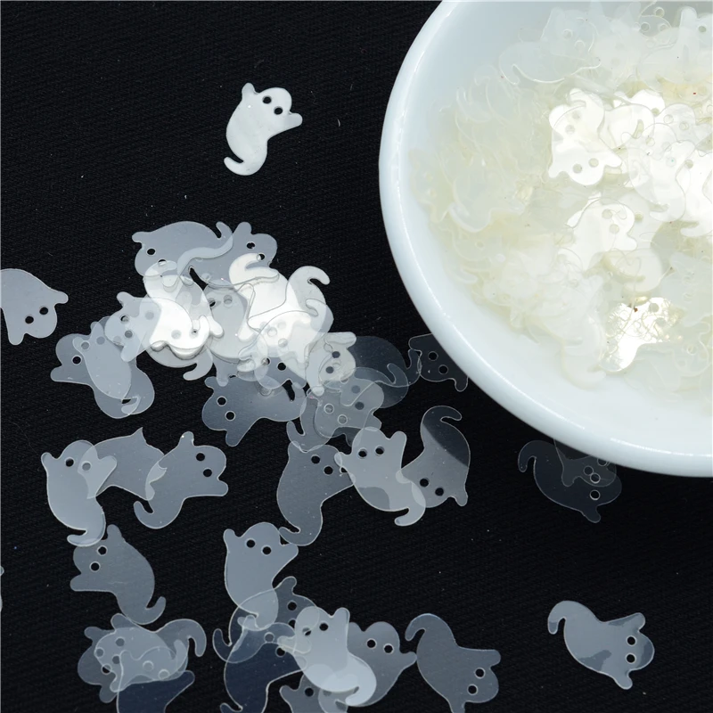 500Pcs(25g)/lot 9*13mm Transparent halloween ghost loose sequins beautiful crafts for sewing/webbing Diy accessory kids DIY