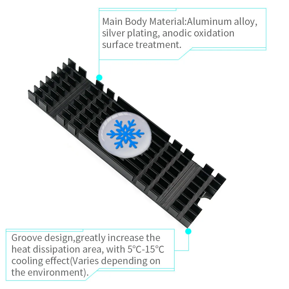 Радиатор SSD PCIE NVMe M.2 2280, алюминиевый радиатор, экструдированный радиатор для SSD, рассеивание тепла охлаждение, кулер 22x76x10 мм