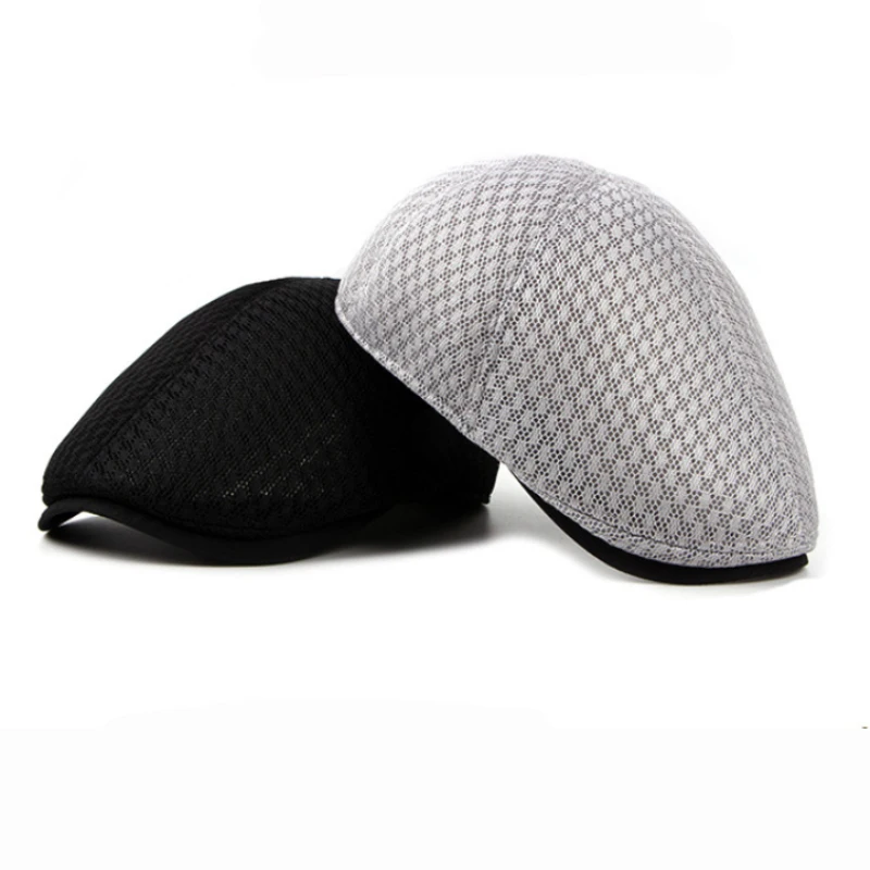 Casquettes plates de chauffeur de taxi pour hommes et femmes, casquette de soleil d\'été de style coréen, chapeaux unis, monochromatique, noir,