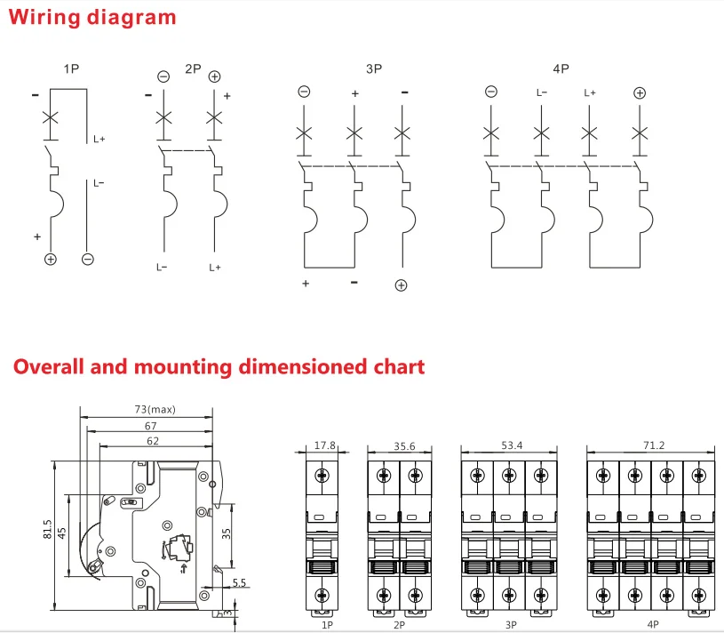 GEYA DIN-Schiene DC MCB 6KA 2P 500V Mini-Leistungsschalter DC 6A 10A 16A 20A 25A 32A 40A 50A 63A – Detail 6
