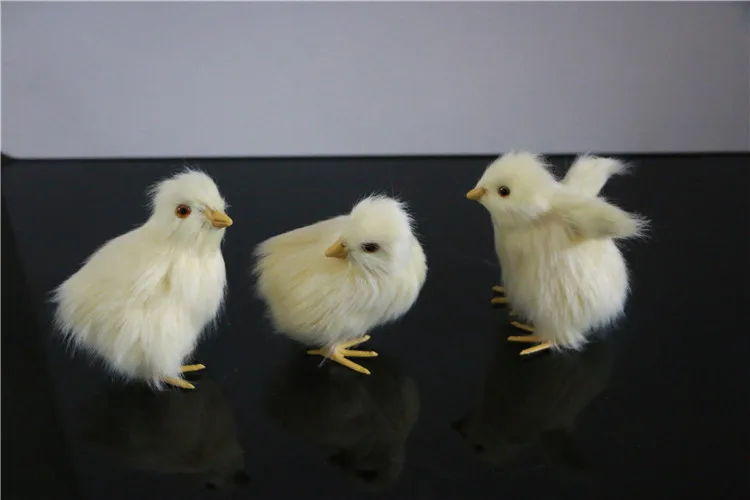 3 pcs a set mini simulation yellow chicken toys polyethylene&furs chicken dolls gift about 8-9cm