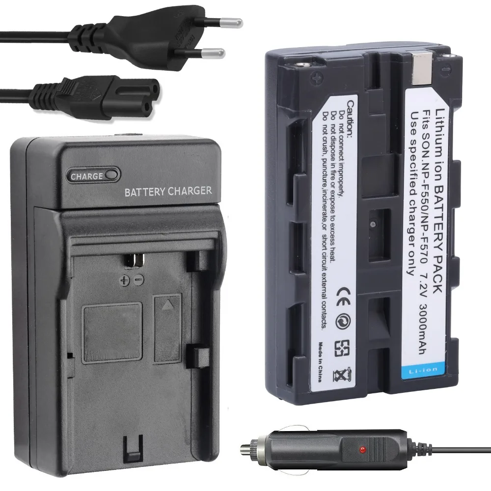 PROBTY NP-F550 F550 NP-F570 Battery + DC Charger kit For SONY GV-D200 D800 CCD-SC55 TR818 TR910 TR917 TRV75 PM090 MVC-FD75