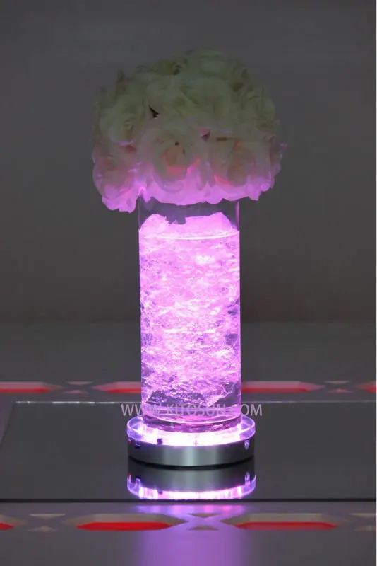 50pcs DHL Rechargeable battery High quality Remote Controlled 6inch Multicolor Silver LED Light Base For Wedding Table Vase
