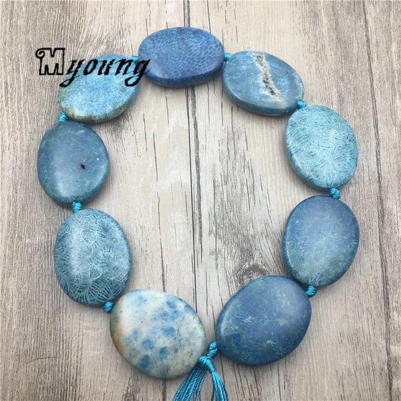 Egg Shape Polished Chrysanthemum Stone Slice Beads,Nature Stone Center Drilled Pendant Beads   MY1751