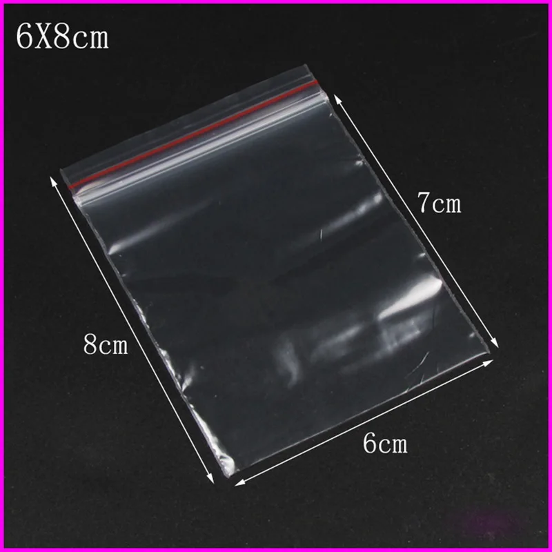 100pcs 6x8cm Poly Bag Reclosable Plastic Small Baggies Gift Candies Packing Bags Zip Lock Bags Clear