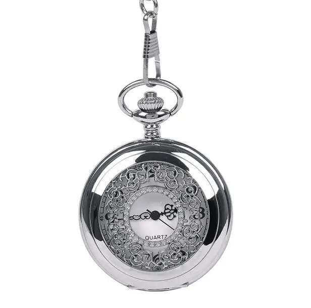 

New Fashion quartz Silver, black Hollow out men and woman steampunk FOB pocket watches