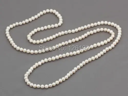 

Nice Long rope 7-8mm Round Natural White Freshwater Pearl Necklace - 120cm of Pearls