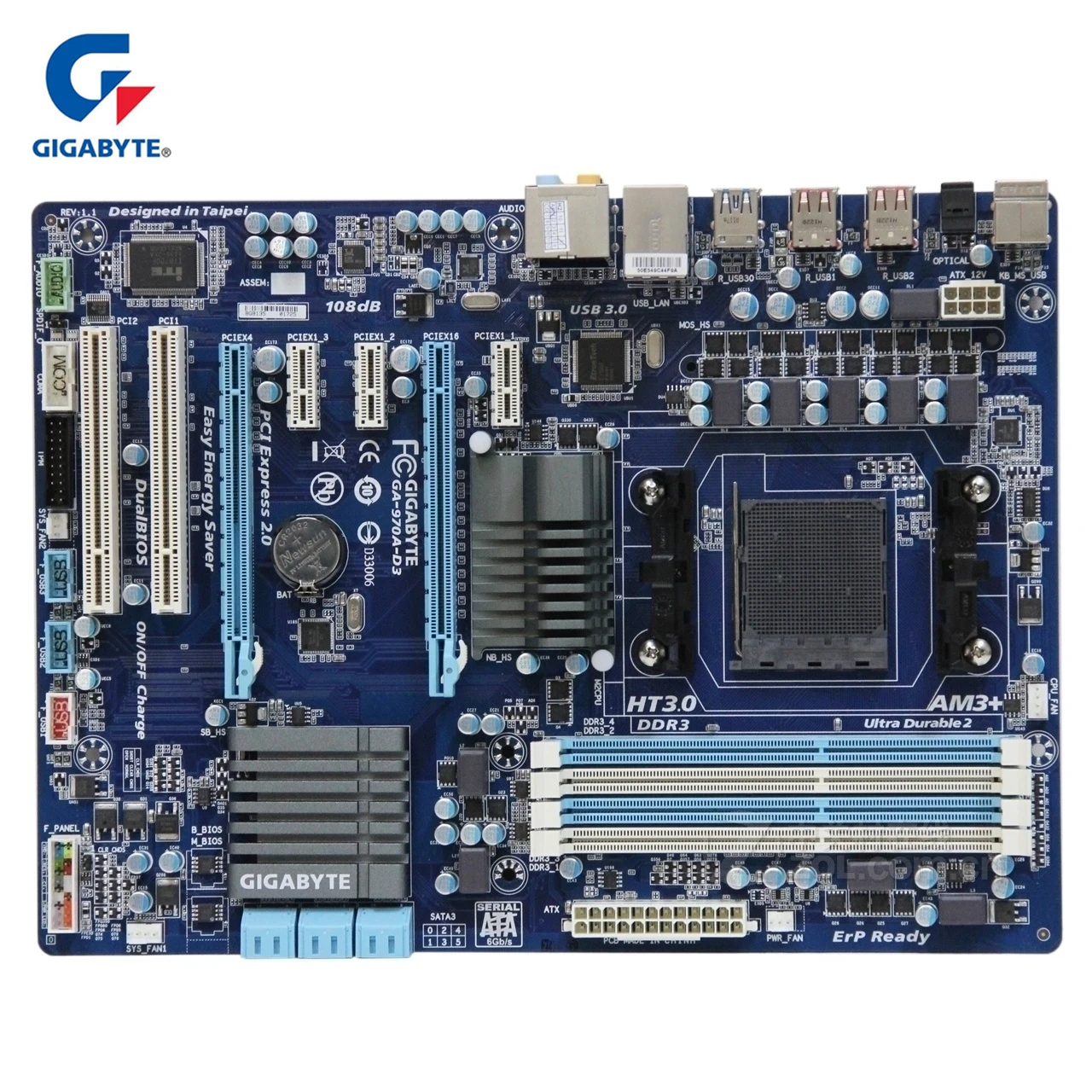 

Gigabyt GA-970A-D3 100% Original Motherboard DDR3 USB 3.0 32G Gigabyt 970A 970 Desktop Mainboard 970A-D3 Boards AM3+ AM3 Used