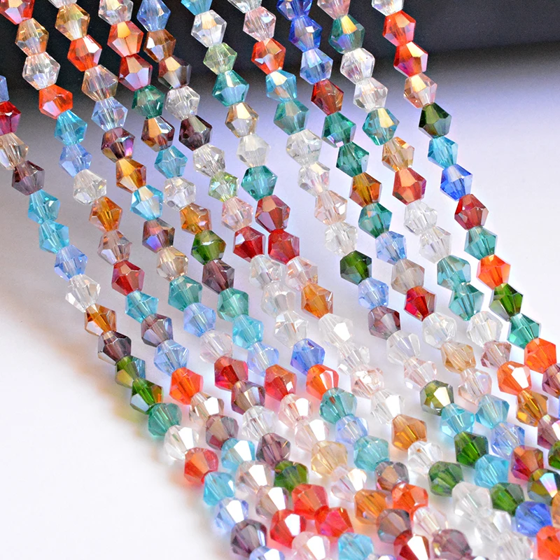 3/4/6mm Czech Bicone Crystal Glass Beads for Jewelry Making Diy Supplies Mix Color Spacer Beads Wholesale