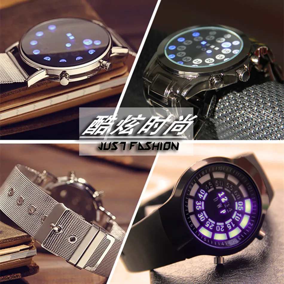 Electronic Watch Intelligent Multi-function Black Technology Mineral Tempered Quartz Movement