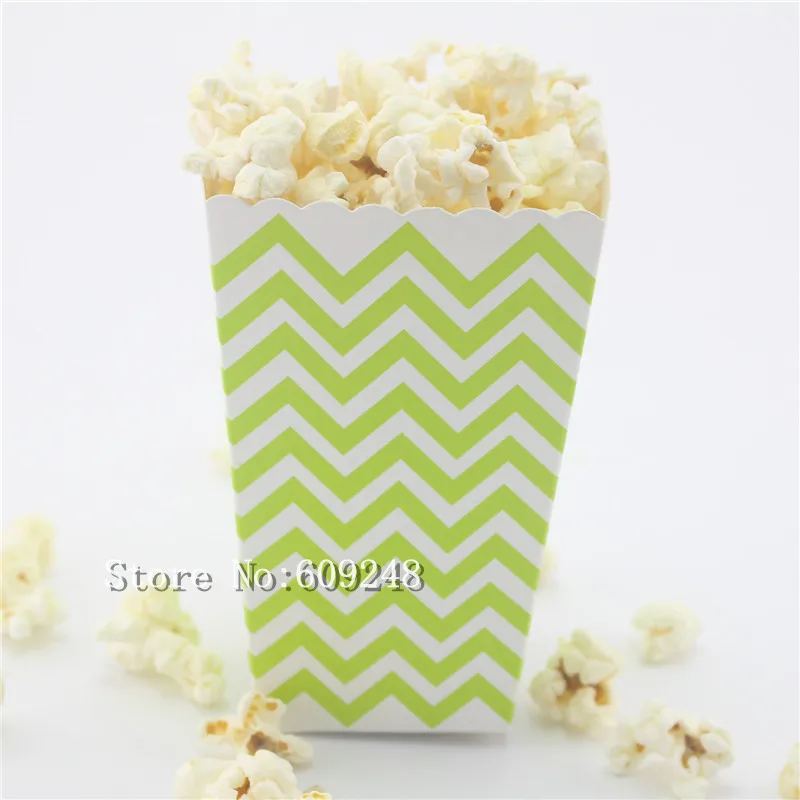 

24 Pcs Lime Green Chevron Paper Popcorn Boxes,Mini Wave Party Favor Containers,Mini Candy Snack Treat Cups,Spring Movie Night