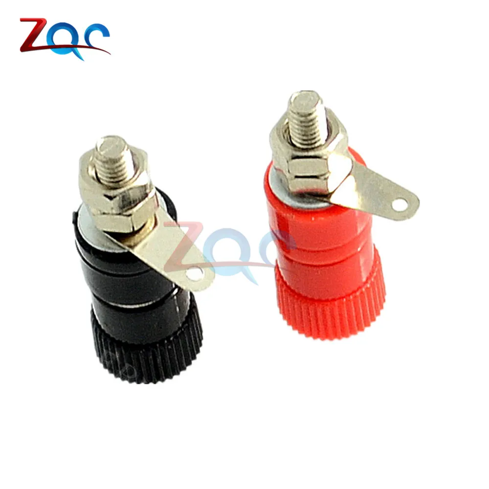 5 Pair 10pcs JS-910B 4mm Banana Socket Nickel Plated Binding Post Nut Banana Plug Jack Connector for Speaker Audio Red + Black