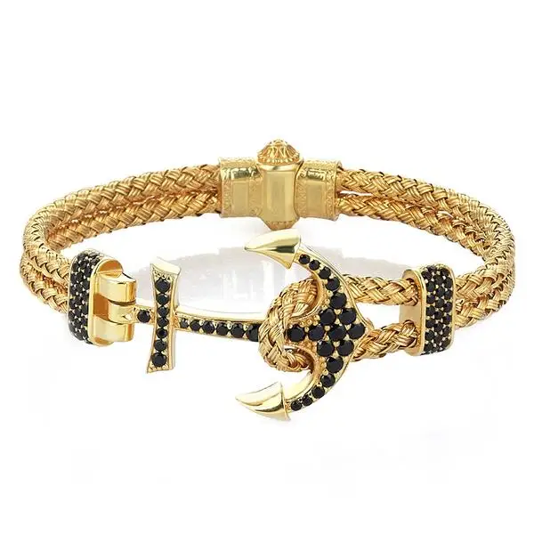 Unique Bracelet Stainless Steel Jewelry  Atolyestone Artillery WIith Anchor magnetic clasp Bangles