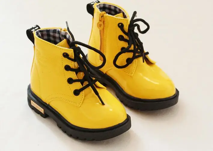 Children shoes boys girls Candy Color patent leather boots kids boots children girls boys Motorcycle boots size 21-35