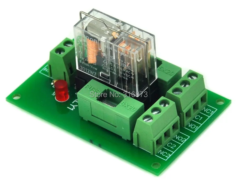 

Fused DPDT 5A Power Relay Interface Module, G2R-2 24V DC Relay.