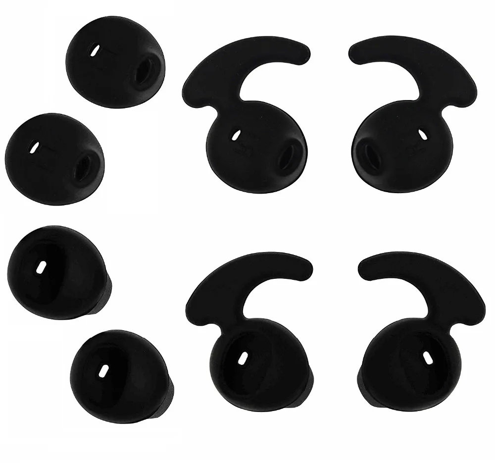 4 Pair Black Anti-Slip Silicone Replacement Ear buds Tips for Galaxy S7edge S7 S6 Samsung Level U EO-BG920 Bluetooth Earphone