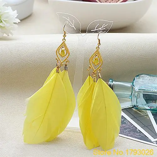 Novelty Handmade Fashion Goose Charm Feather Dangle Earrings Hook Earrings 4T8A