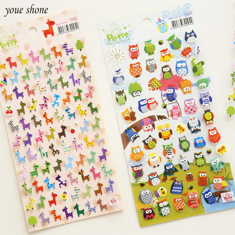 2Pcs Cute Stationery Stickers Scrapbooking Giraffe Owl Diary Decorative Stickers Office Students Children Supplies