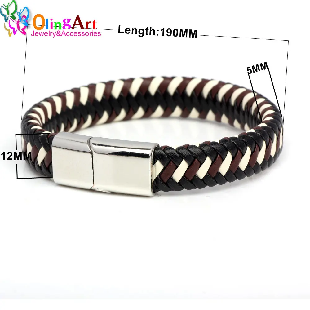 OlingArt High-grade 12MM 1pcs/lot PU Flat Braided Leather Cords /accessories parts/DIY Bracelet necklace Jewelry making