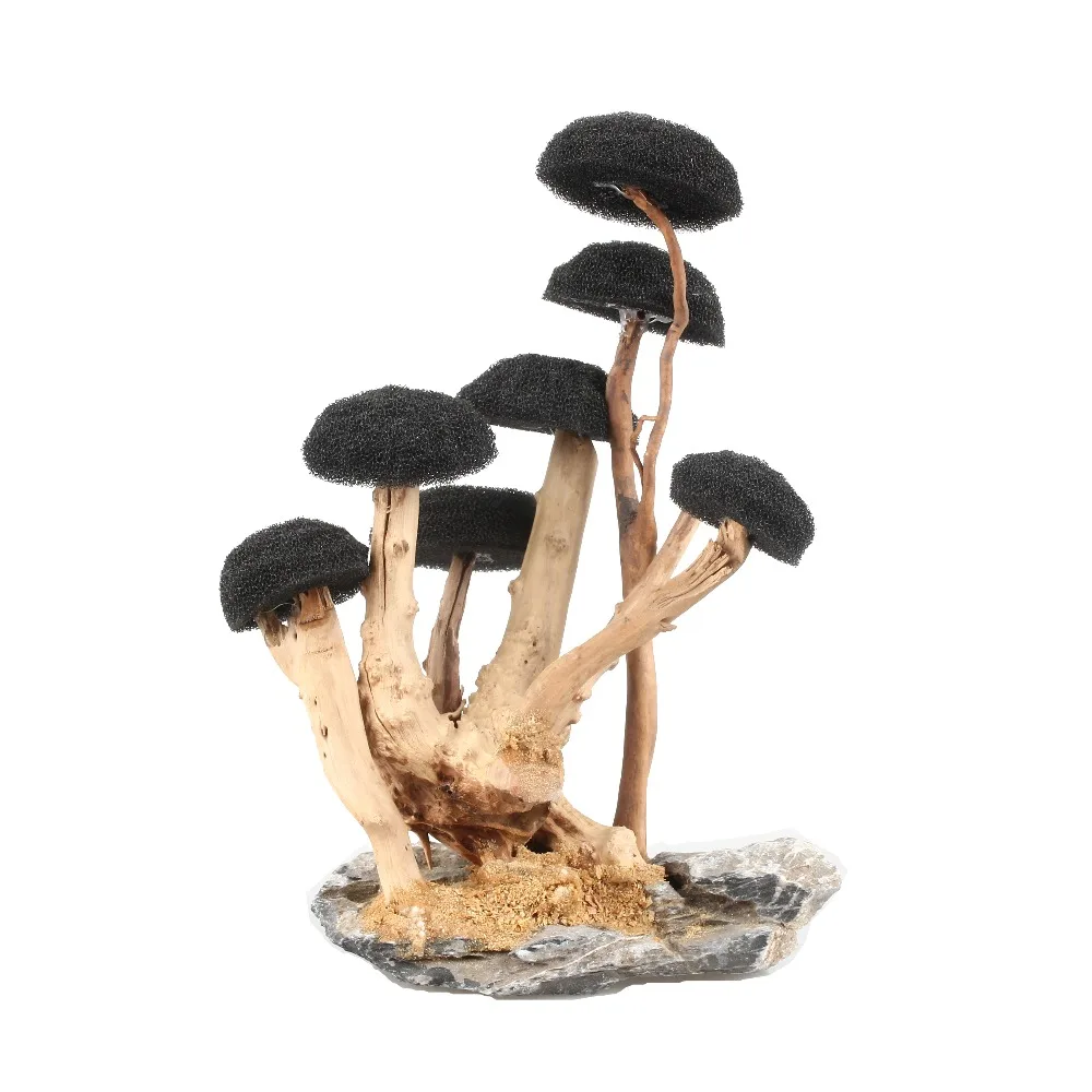 

Aquarium landscaping 7 heads mushroom shape forest wooden framed tank Bonsai skeleton Moss tree decoration water grass root bush