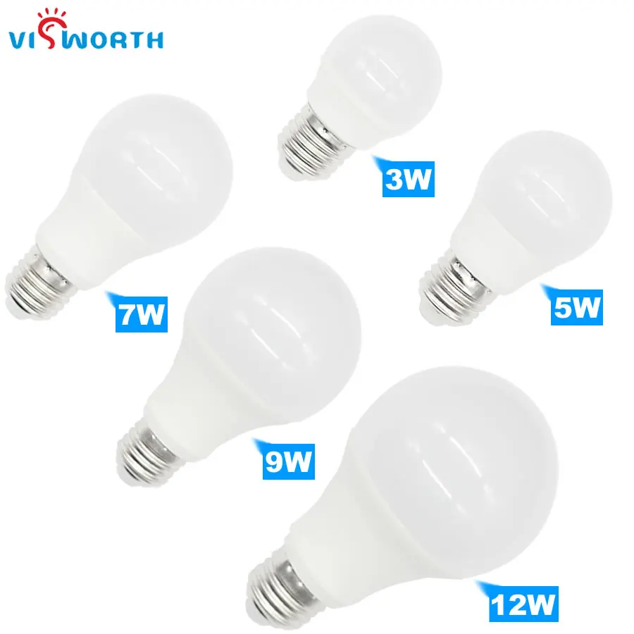 

High Brightness E27 A60 LED Bulb Lamps AC 110V 220V 240V Light Bulb Real Power 3W 5W 7W 9W 12W Lampada SMD2835 SpotLighting