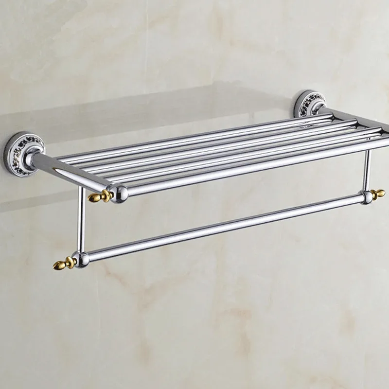 VidricShelves Metal Chrome Silver Wall Bath Shelf Holder For Towel Hanger Towel Rail Bathroom Accessories Towel Bars ST-6312