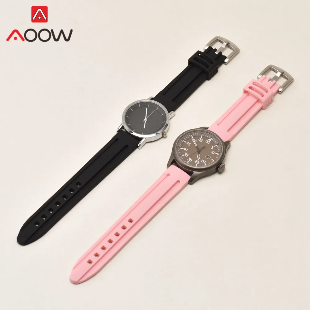 Universal 18mm 20mm 22mm 24mm Silicone Watchband Candy Color Soft Rubber Sport Waterproof Replacement Bracelet Band Strap Pink