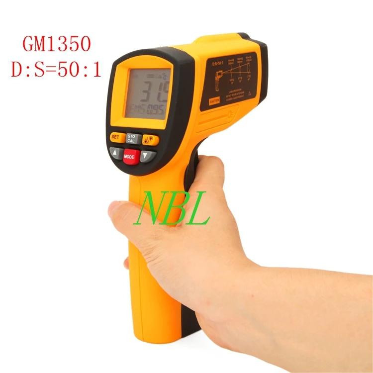 50:1 Industrial Infrared Thermometer -18C~1350C 2462F LCD Professional Pyrometer 0.1~1EM GM1350 With Backlit High Quality