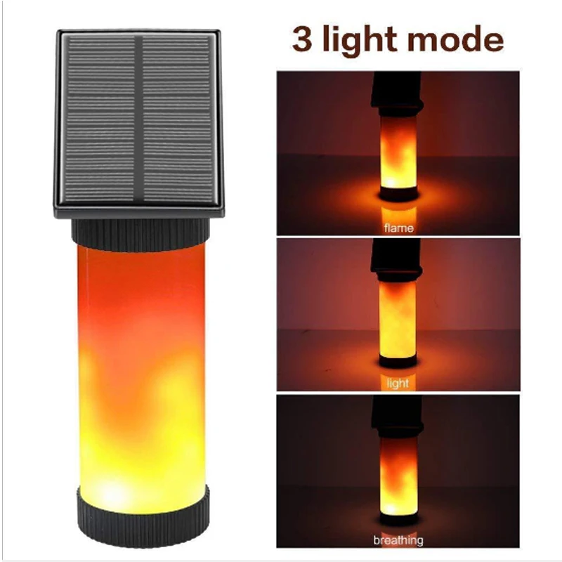 Solar Flame Lamp Led Solar Light Outdoors Waterproof Solar Power Flickering Flame Wall Light Solar Lights for Garden Decoration