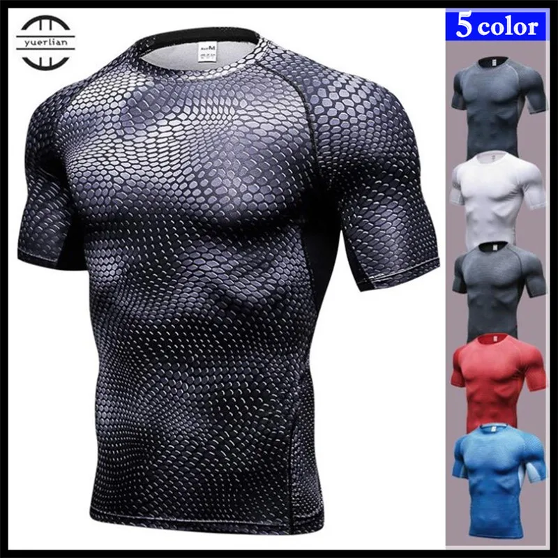 Men Pro Shaper Compression Underwear 3D Print Tight T-shirt,Cool Elastic Sweat Quick-dry Wicking Sport Fitness Short Sleeve