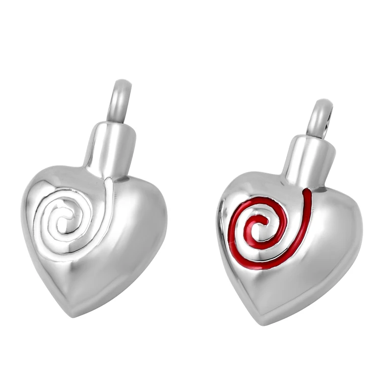 IJD9297 White/Red/Black ENamel Heart Stainless Steel Memroial Urn necklaces for ashes after cremation Keepsake Jewelry Holder