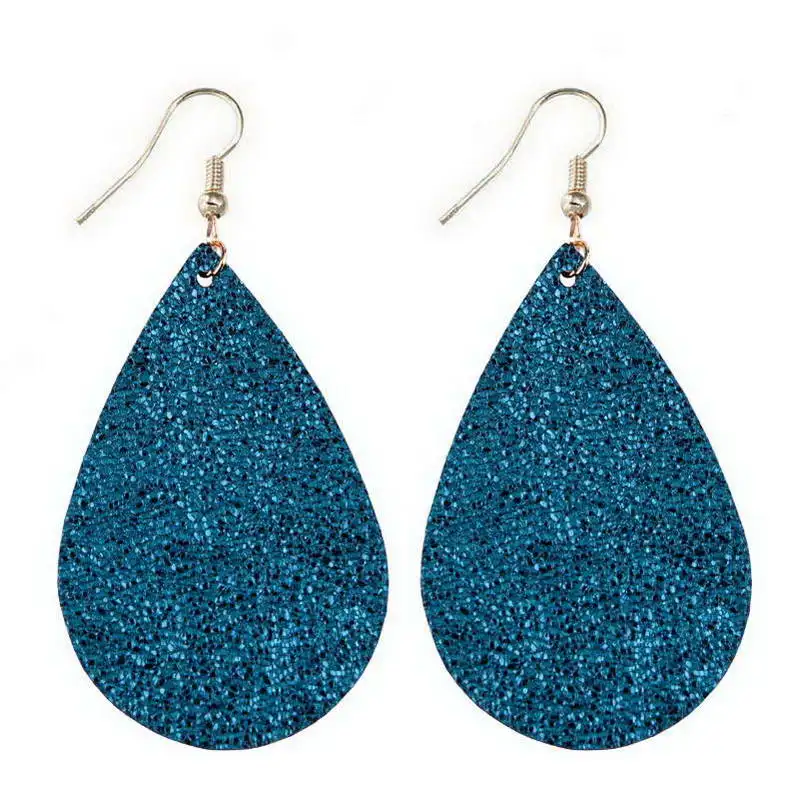 ZWPON New Arrival Cheaper Big Leather Earrings 2020 Fashion Aqua Teardrop Earrings for Women Jewelry Black Earrings Wholesale